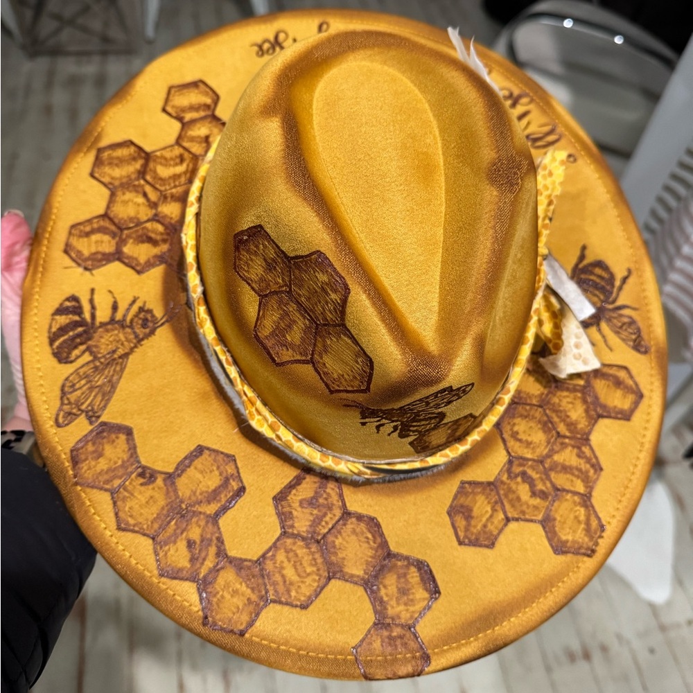 Custom burnt honeybee hat